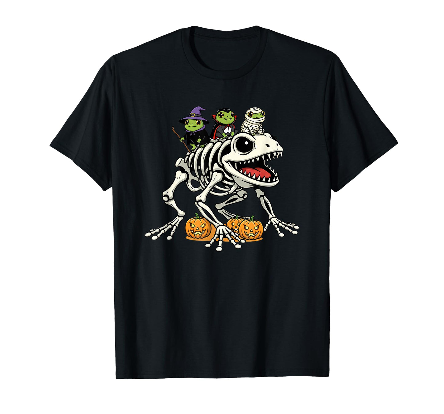 Funny Frog Skeleton Mummy Witch Halloween Kids Mens Womens T-Shirt