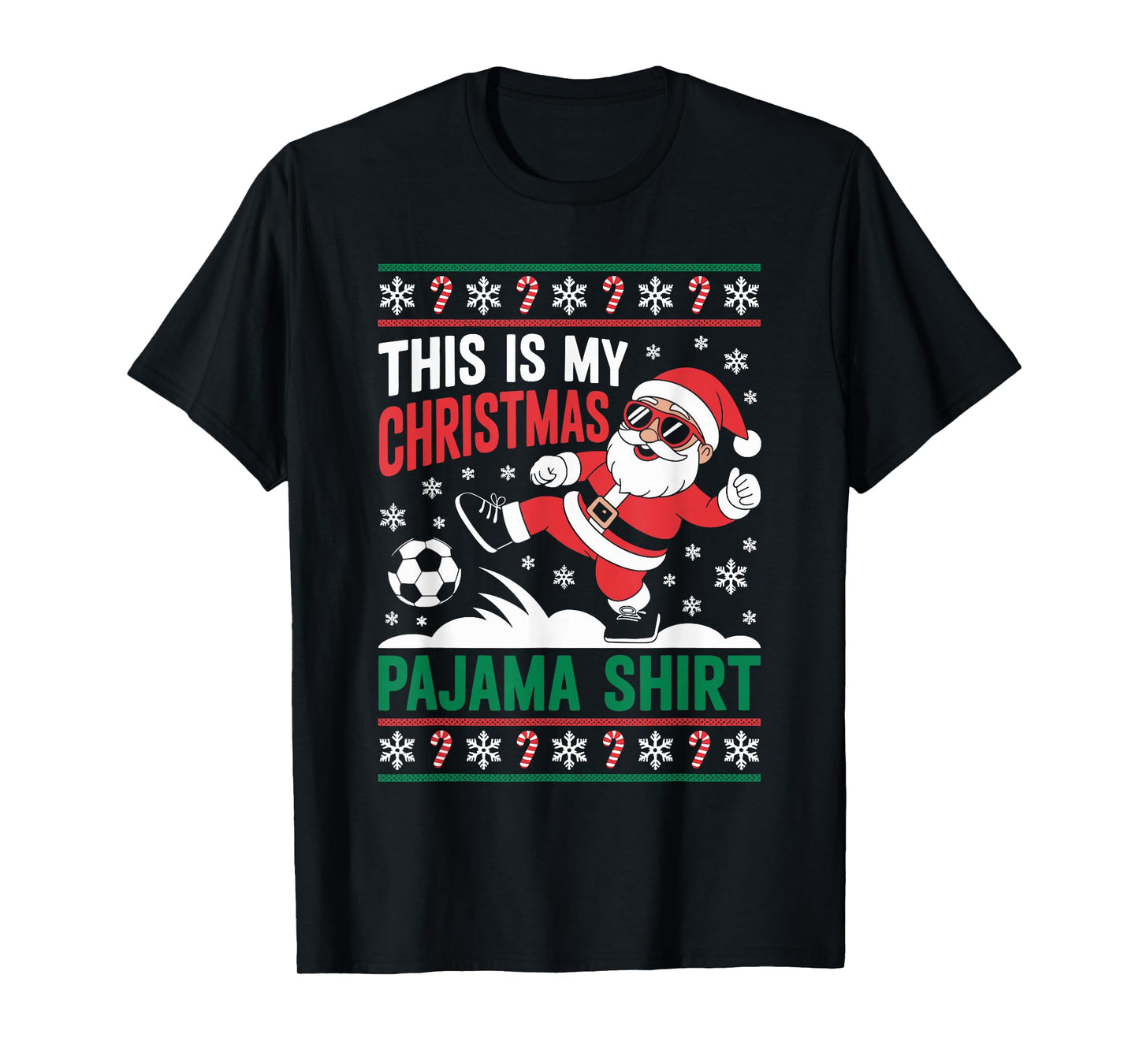 Santa Claus Soccer Player Ugly Christmas Sweater Kids Men T-Shirt