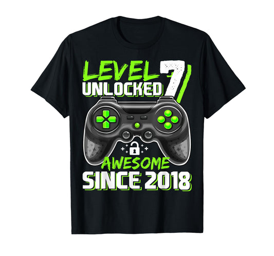 7th Birthday Boy Level 7 Gamer 7 Year Video Game Party T-Shirt