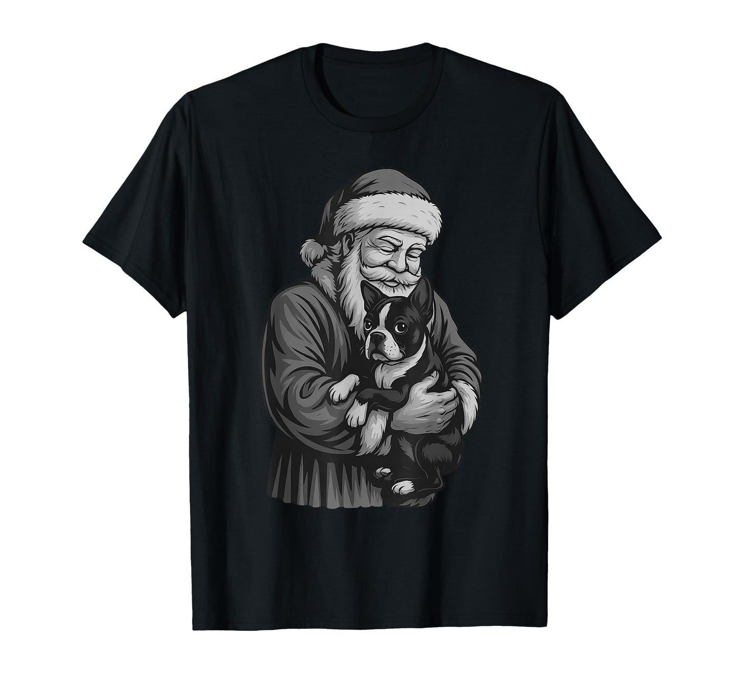 Boston Terrier Santa Claus Christmas Dog Lover T-Shirt