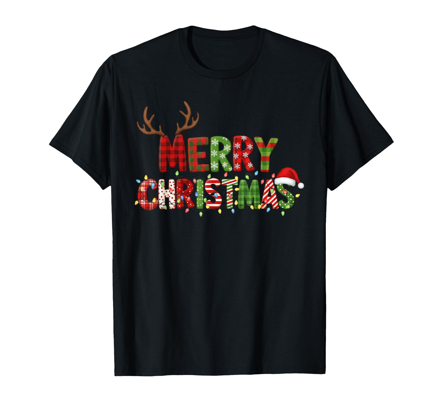 Merry Christmas Reindeer Xmas Family Pajamas Buffalo Plaid T-Shirt