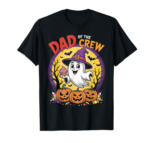 Dad of The Crew Funny Halloween Ghost Outfit with Pumpkins T-Shirt
