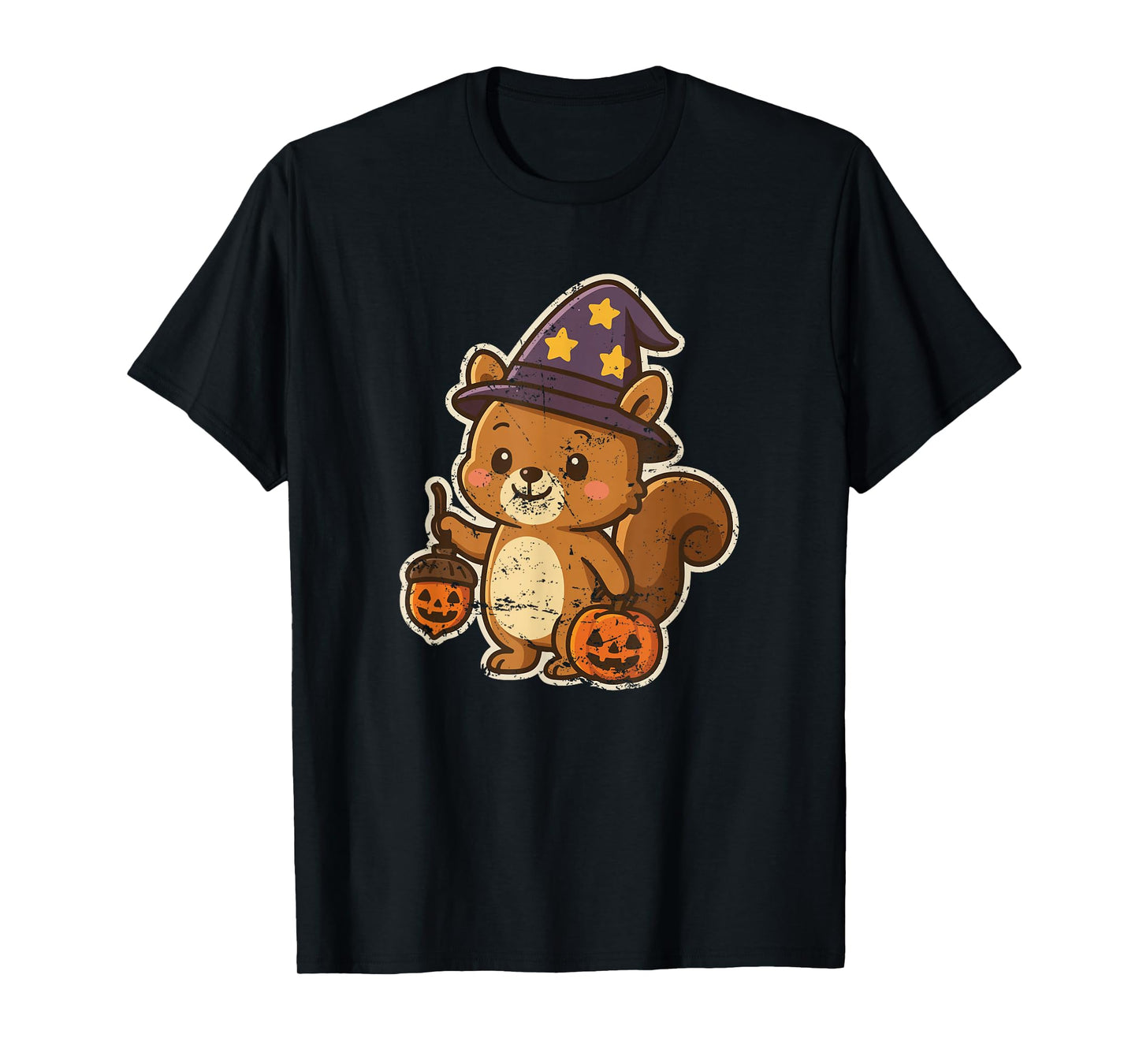 Witch Squirrel with Pumpkin Lantern T-Shirt