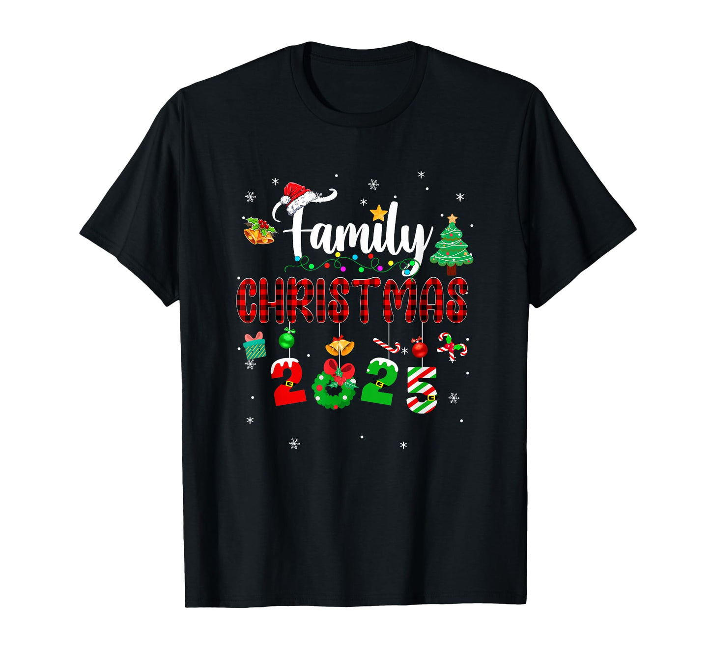 Family Christmas 2025 Matching Red Plaid Squad Santa Elf T-Shirt