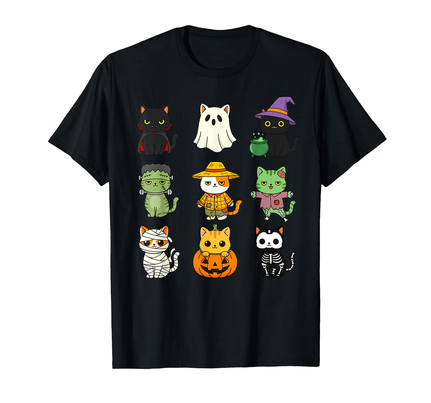 Cute Cat Halloween Costume Spooky Feline Kids Kawaii Kitten T-Shirt