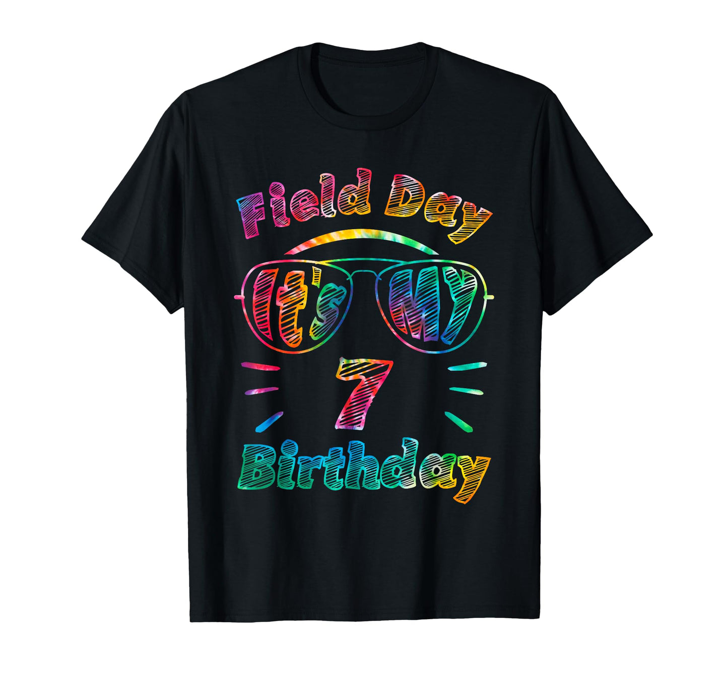 Field Day Is My 7th Birthday Seven Birthday Kids Tie Dye T-Shirt