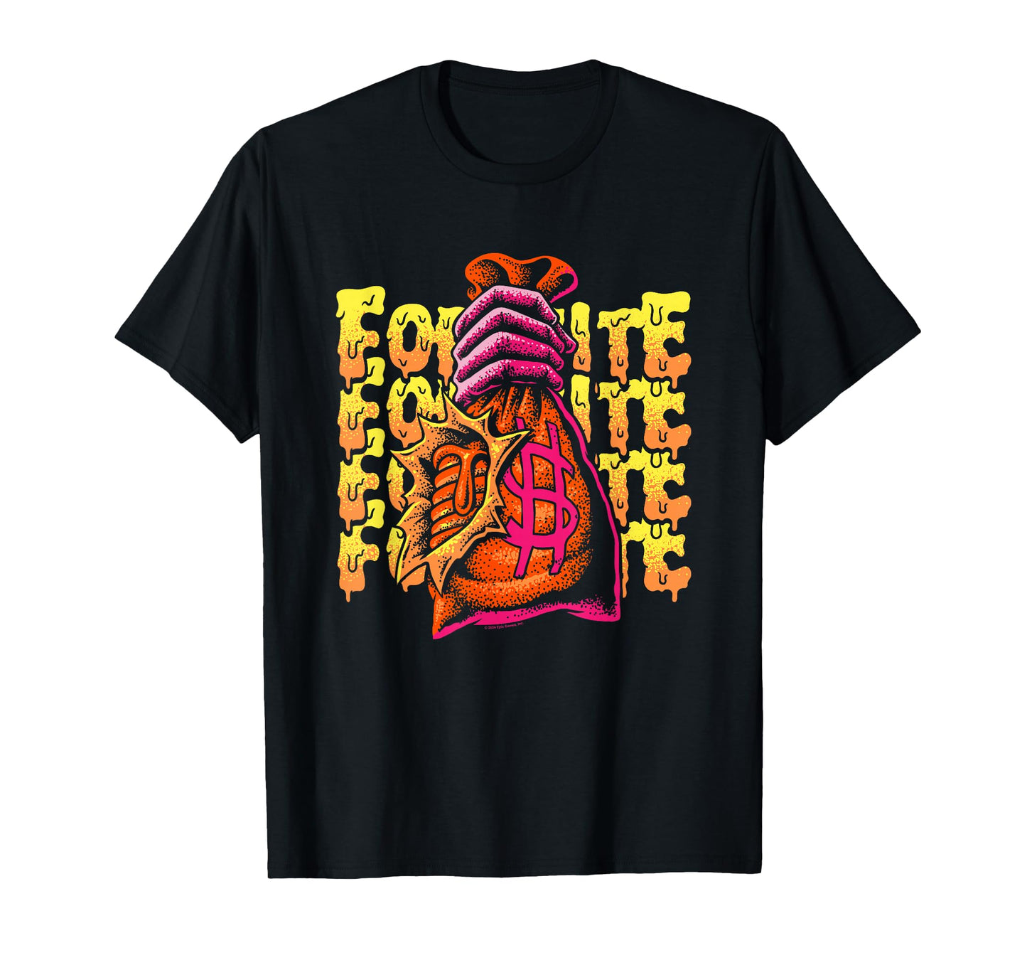 Fortnite Mancake Melting Distressed Big Chest Poster T-Shirt