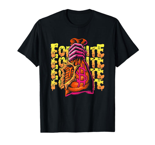 Fortnite Mancake Melting Distressed Big Chest Poster T-Shirt