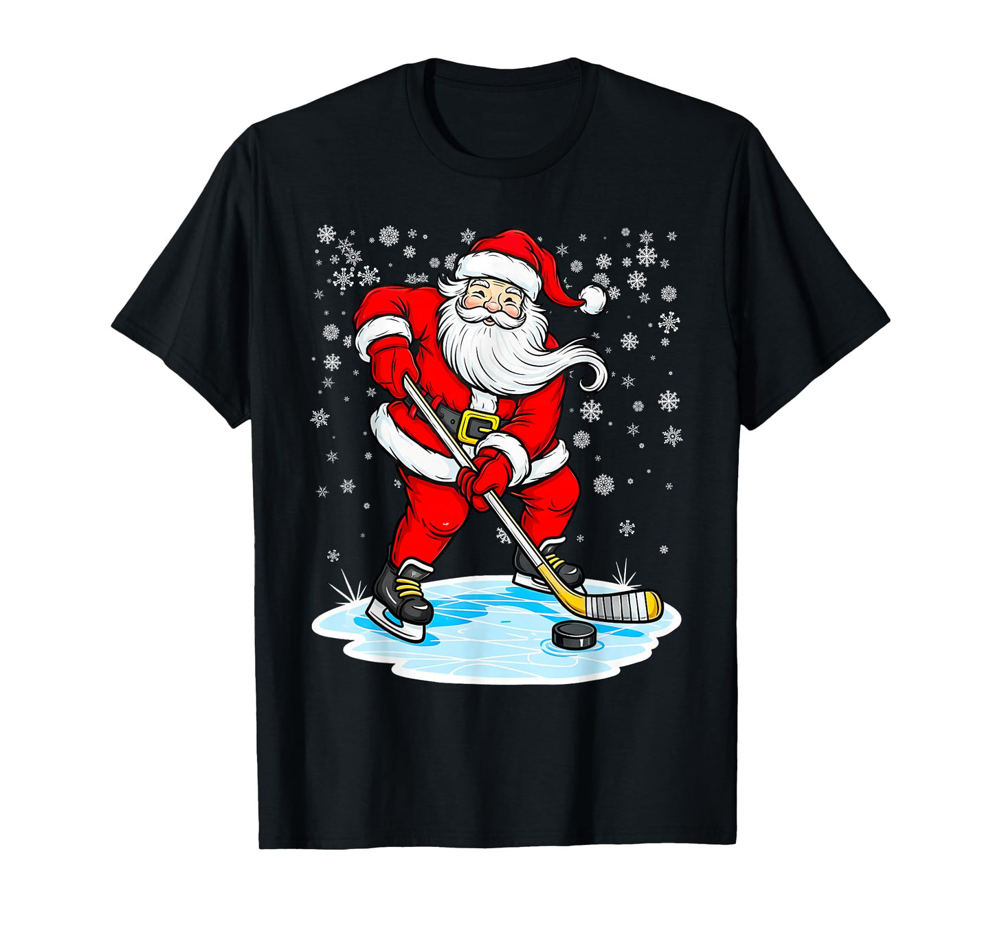 Ice Hockey Santa Claus Christmas Player Coach Team Dad T-Shirt