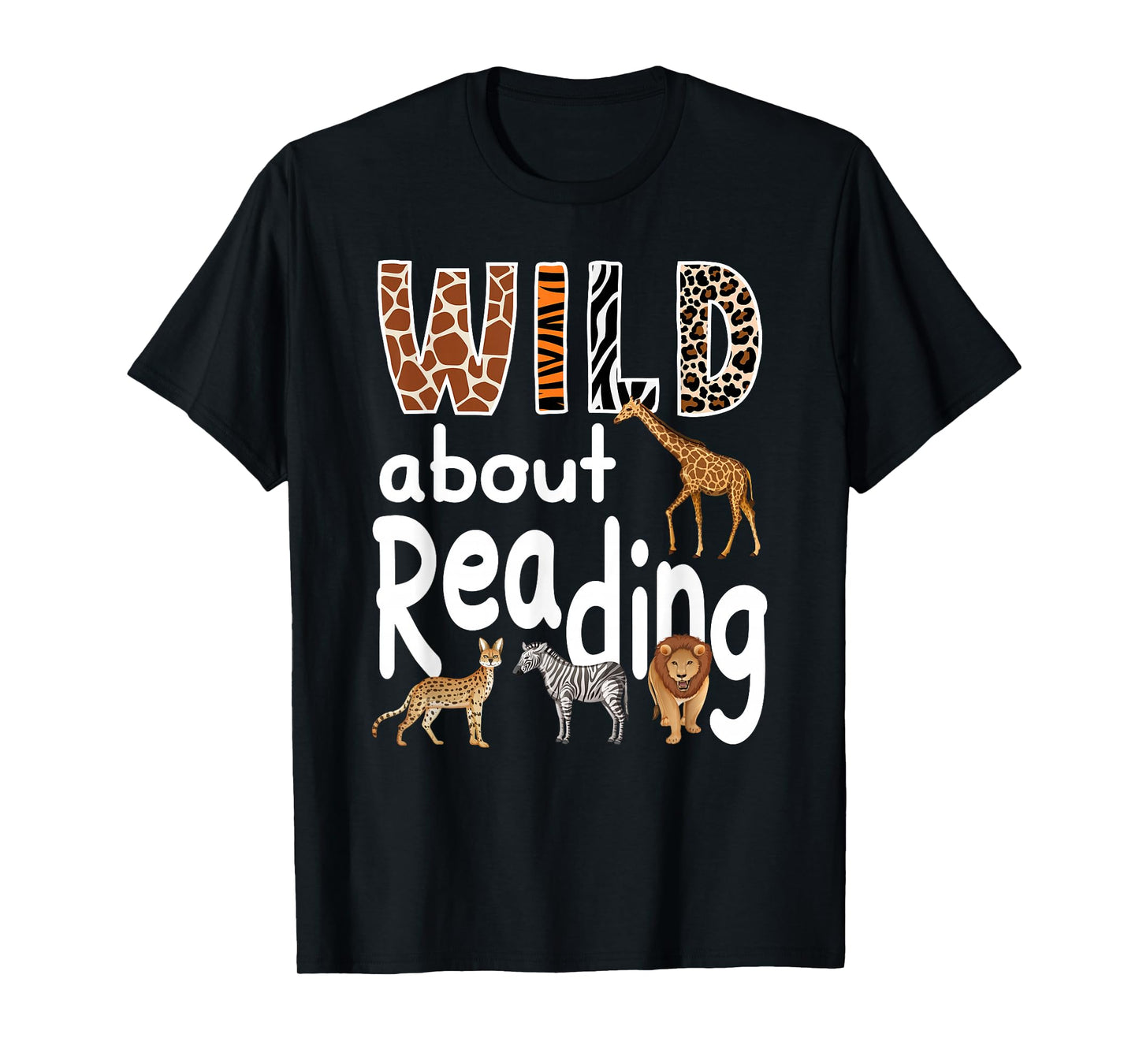 Zoo Animals Wild About Reading Books Reader Lover Librarian T-Shirt