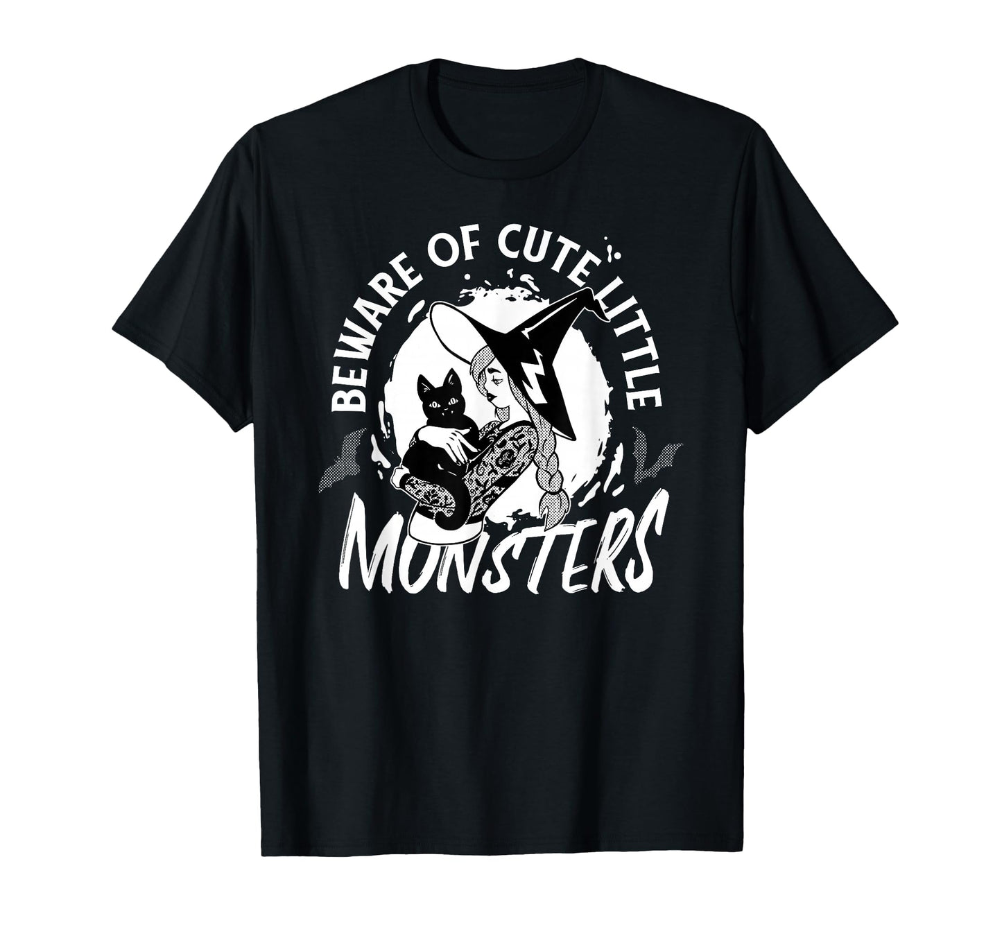 Beware of Cute Little Monsters Halloween Cat T-Shirt