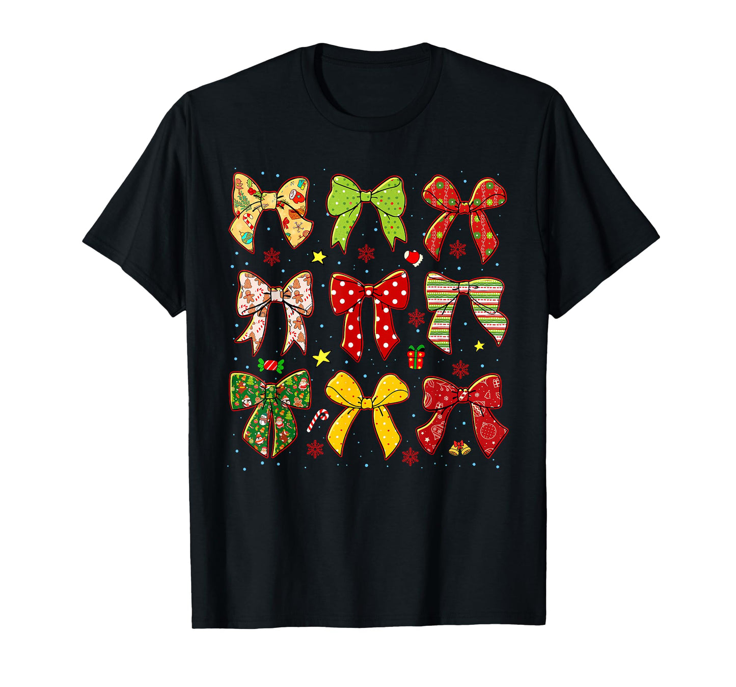 Retro Christmas Coquette Bow Santa Girl Women Kid T-Shirt
