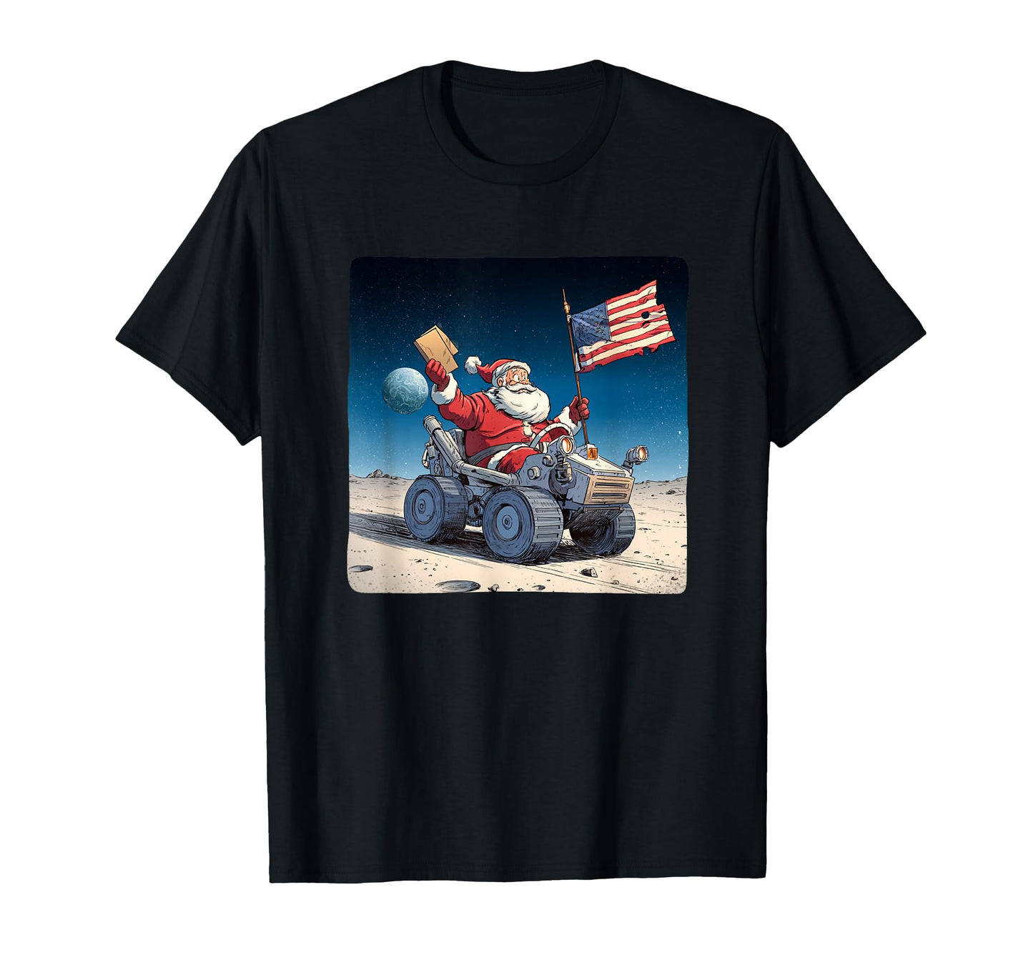 Funny Christmas on Moon with Santa Vehicle Costume T-Shirt