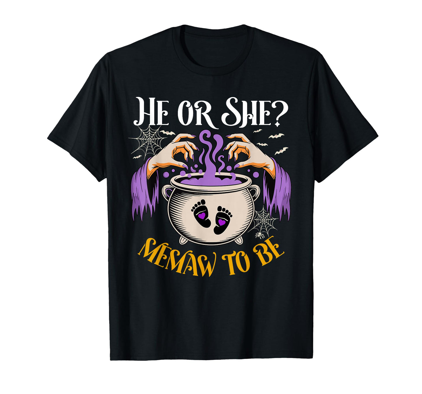 He Or She Memaw to Be Baby Reveal Halloween Costume T-Shirt