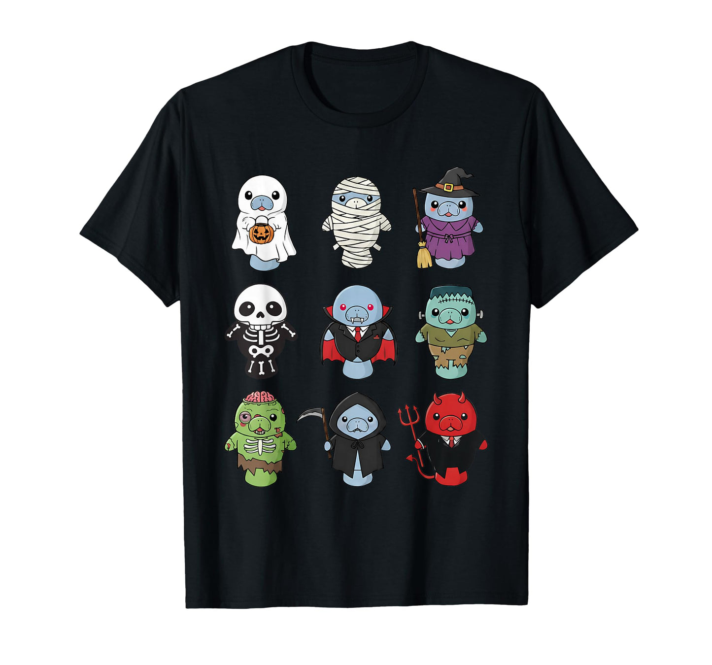 Baby Manatee Ghost Zombie Witch Halloween Costume Kids T-Shirt