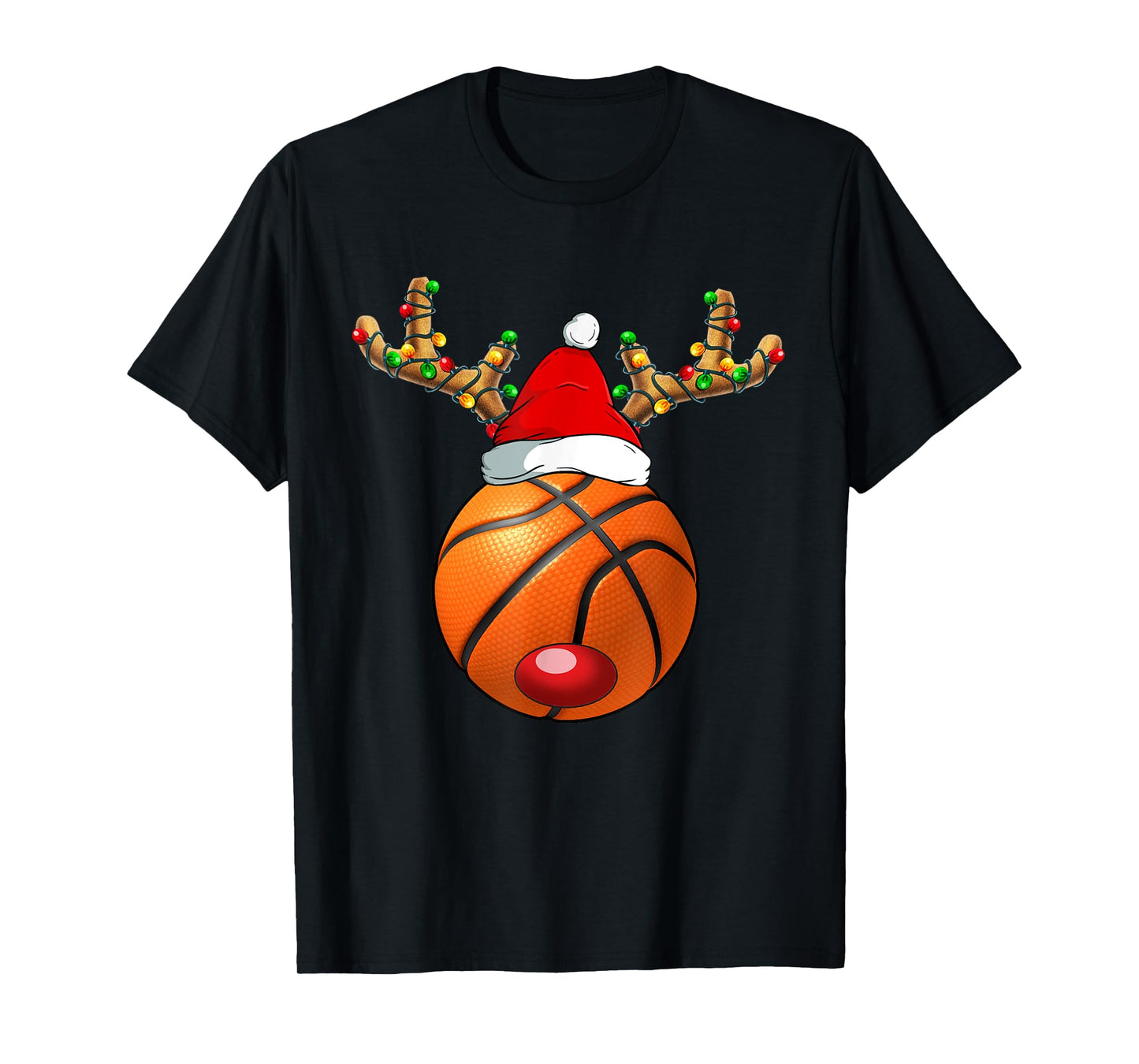 Christmas Reindeer Face Basketball Christmas Men Boys Kids T-Shirt
