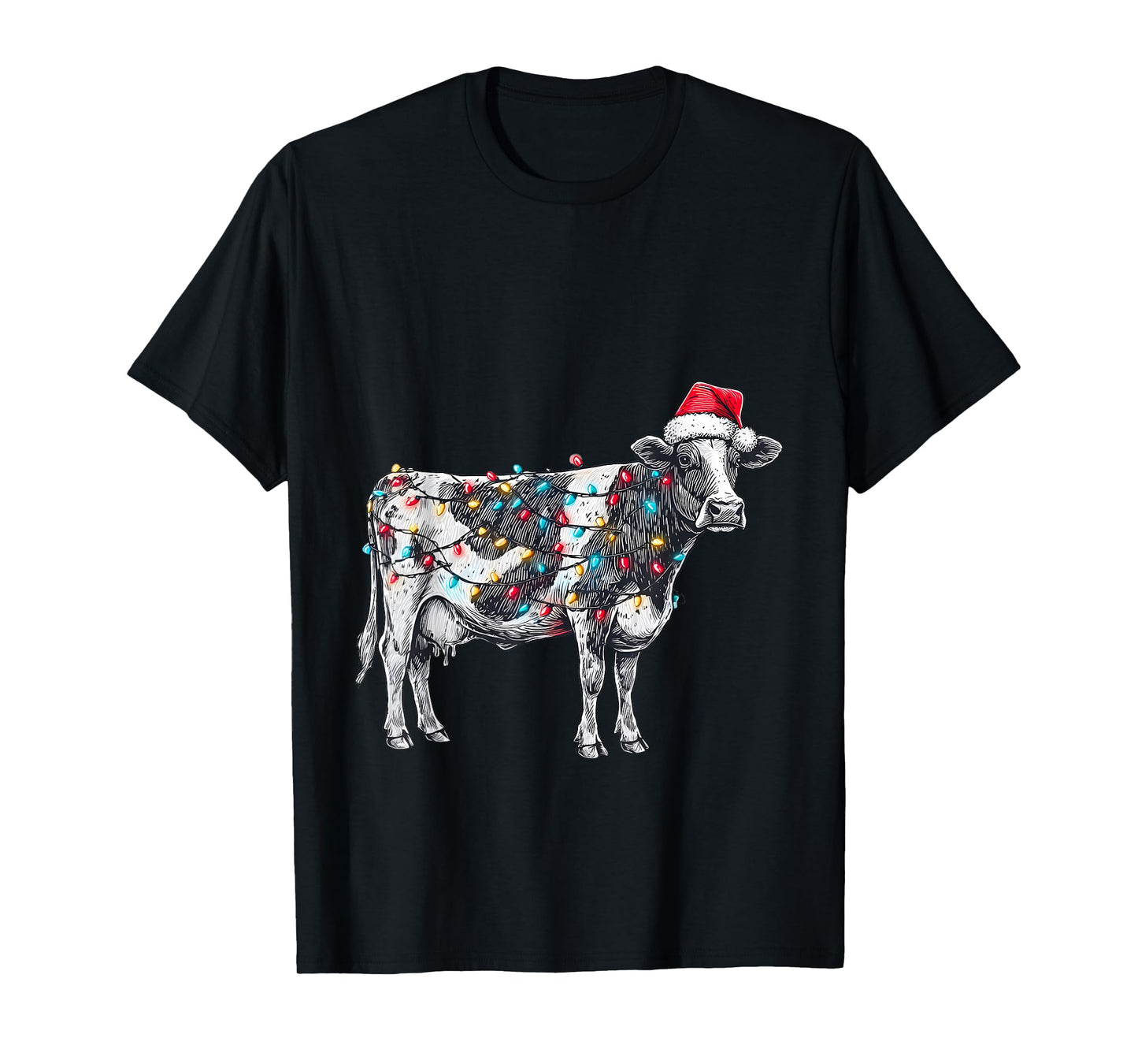 Funny Cow Christmas Holiday Santa Hat Farm Animal T-Shirt