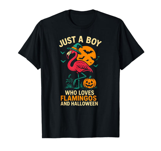 Flamingo Halloween Boy Loves Cute Boys Spooky Flamingo T-Shirt
