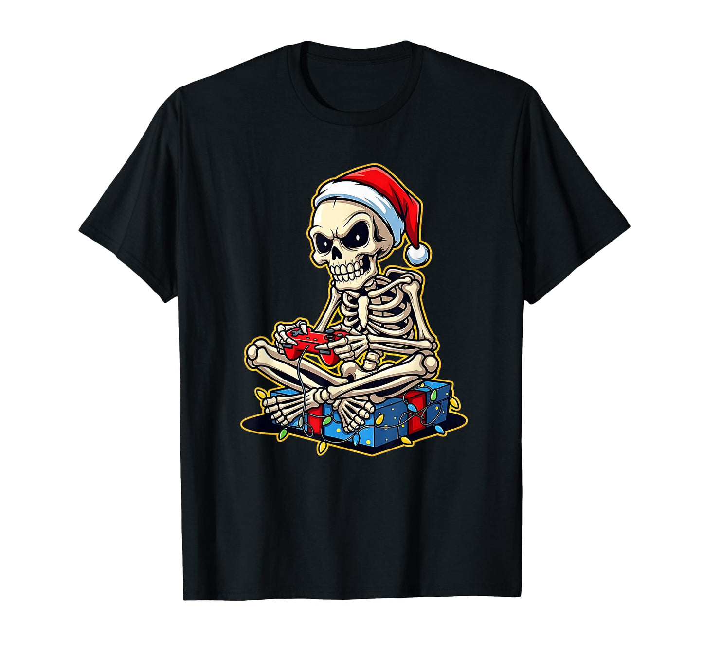Christmas Skeleton Gamer Video Gaming Funny Skeleton T-Shirt