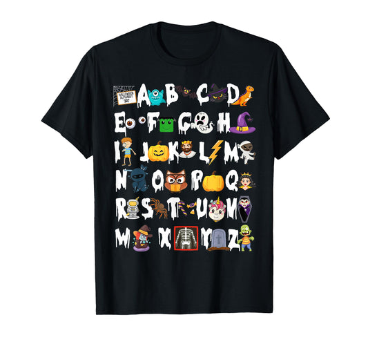ABCs Learning Kindergarten Teacher Funny Halloween Alphabet T-Shirt
