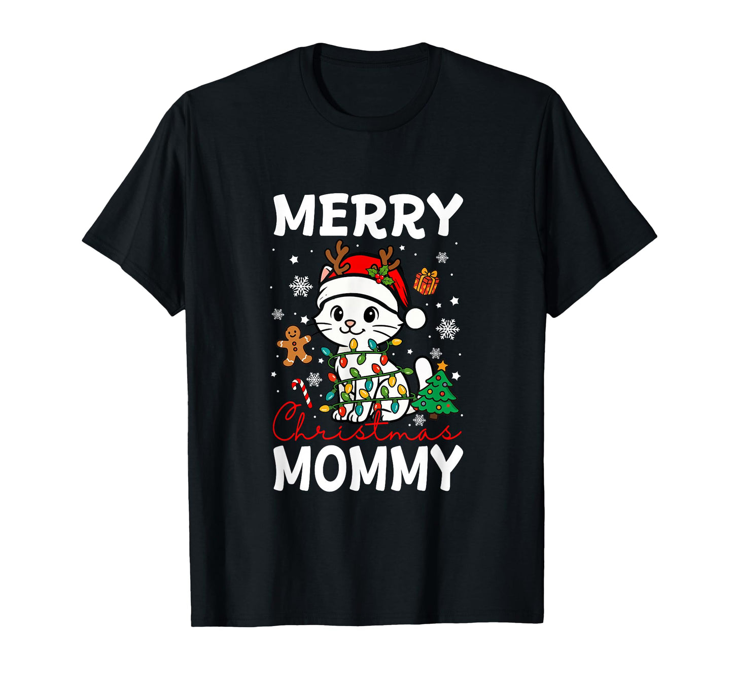Merry Christmas Mommy Santa Cat Funny Owner Lover Family T-Shirt