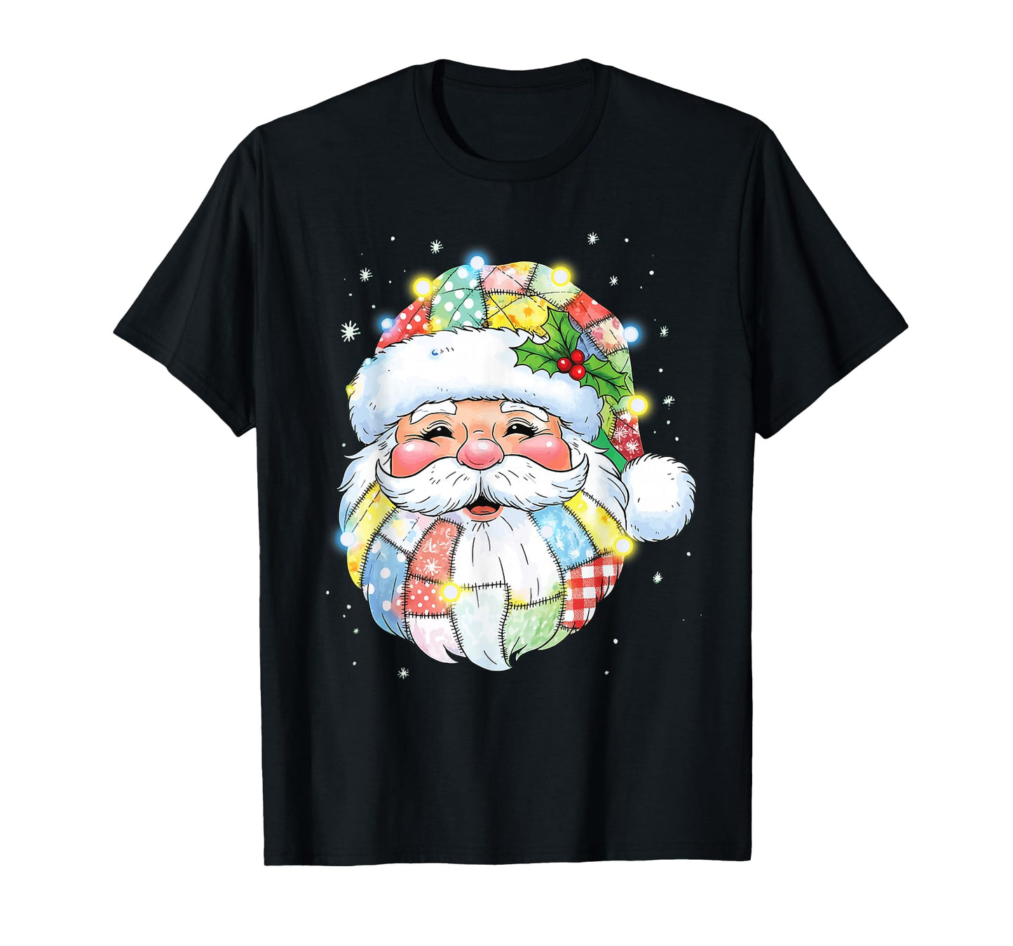 Merry Christmas Santa Claus Patchwork Pajamas Xmas Holiday T-Shirt