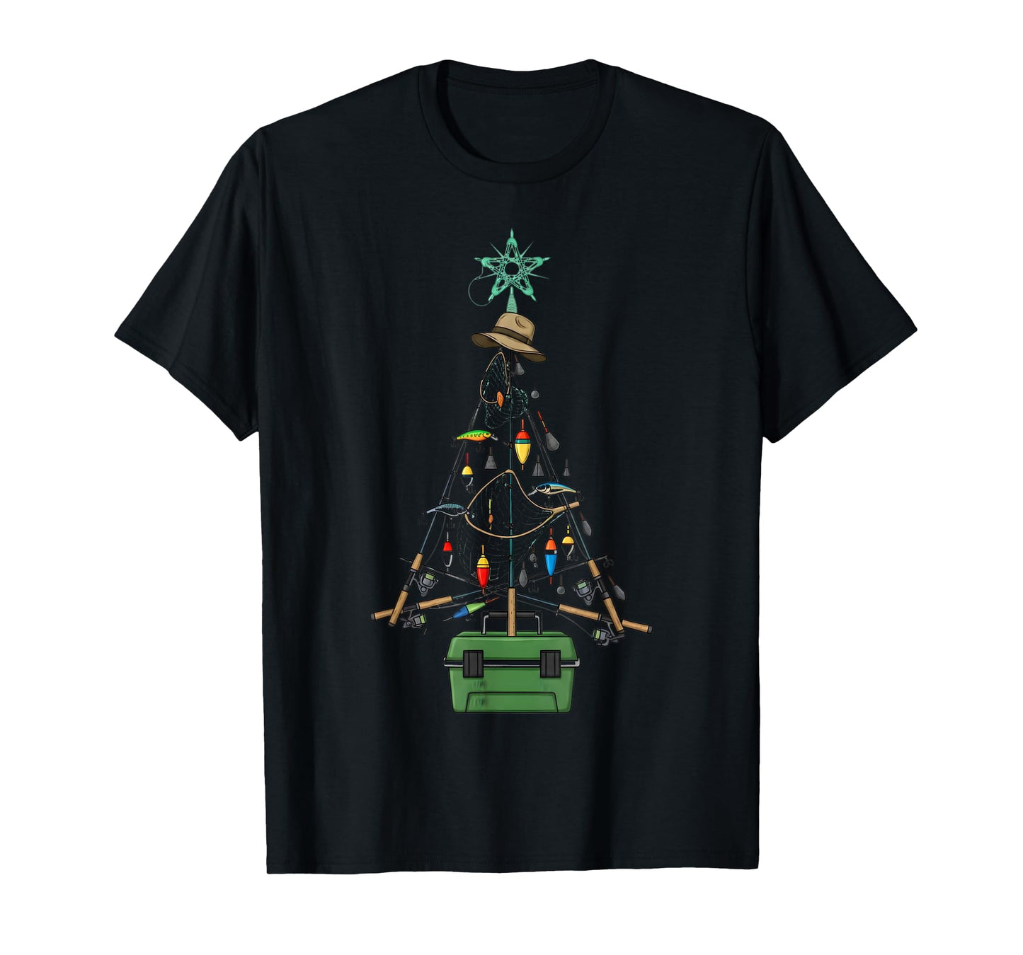 Fishing Christmas Tree Santa Cute Xmas Boys Kids Men Women T-Shirt