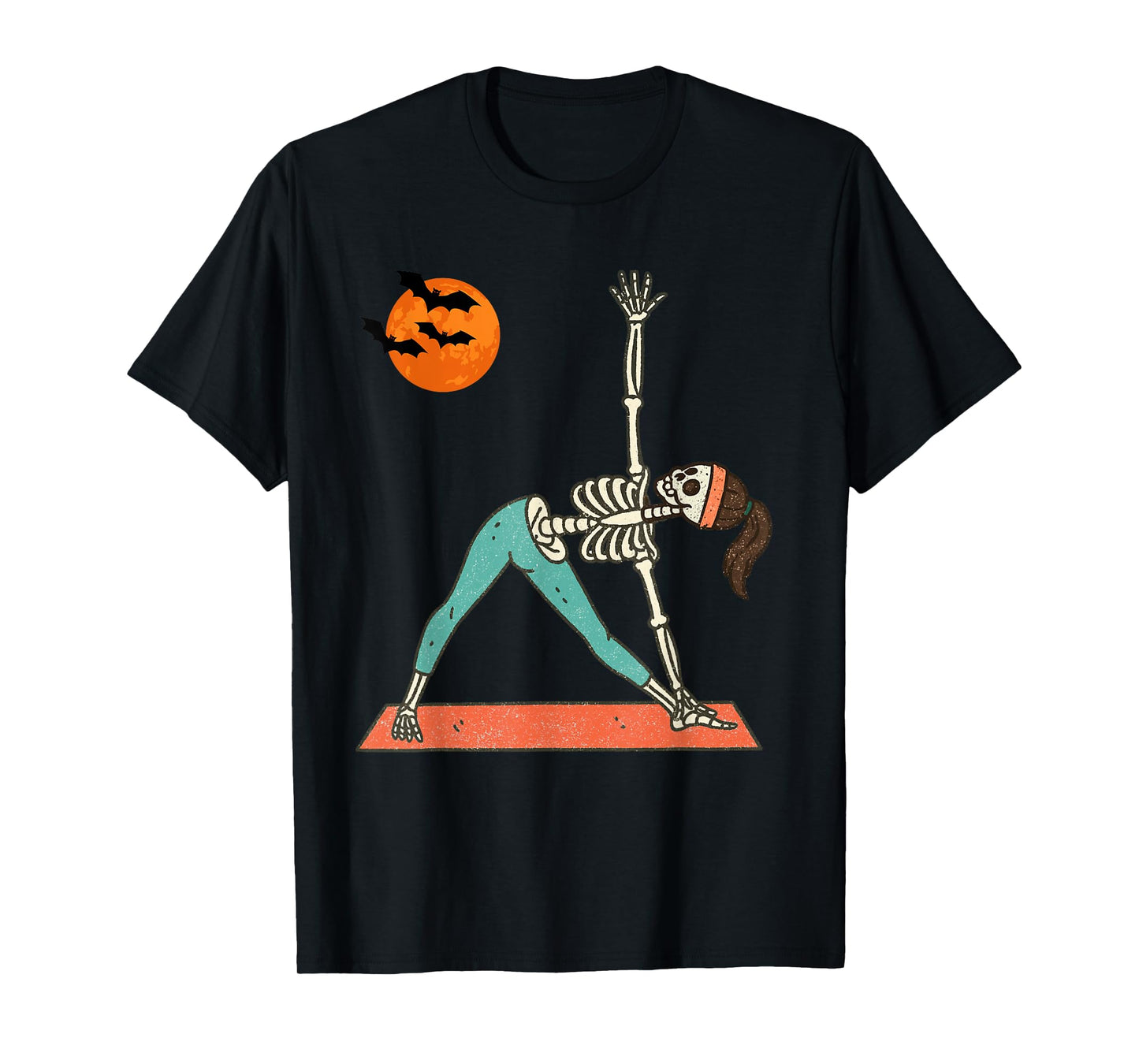 Vintage Halloween Skeleton Yoga Funny Spooky Costume T-Shirt