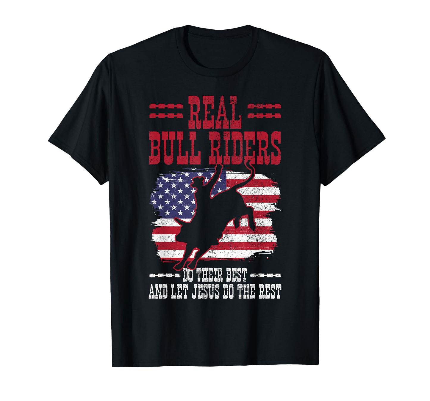 Bull Riding American Flag Rodeo Patriotic Christian Rider T-Shirt