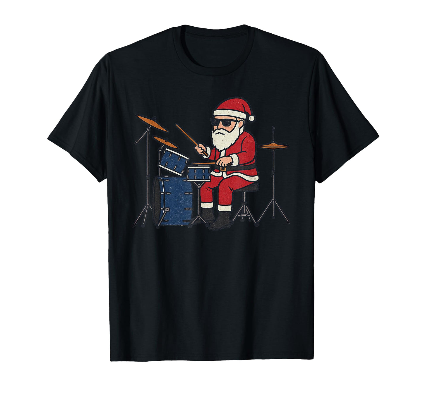 Santa Playing Drums Christmas Vintage Drummer Xmas T-Shirt
