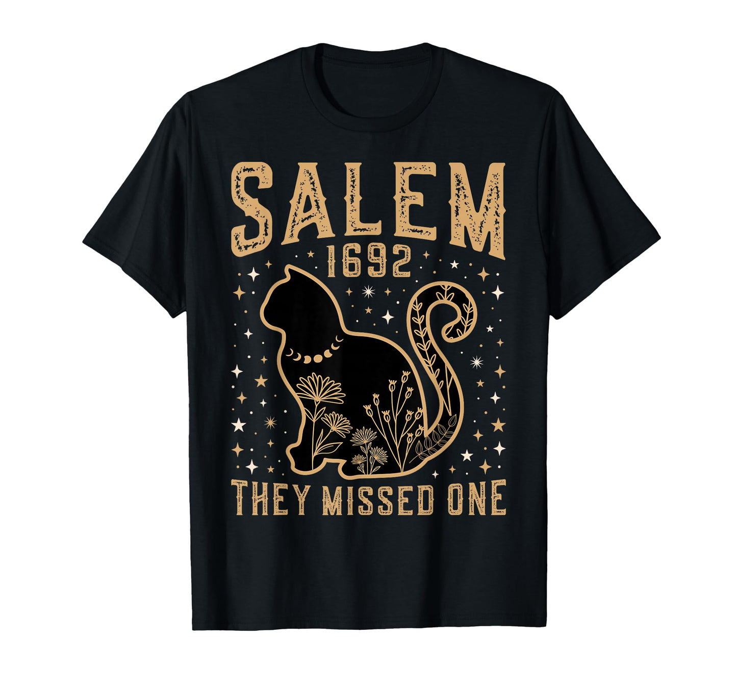 1692 They Missed One Shirt Salem Witch Trials Black Cat Moon T-Shirt