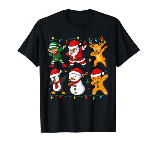 Dabbing Gingerbread Santa Elf Costume Kids, Christmas Squad T-Shirt
