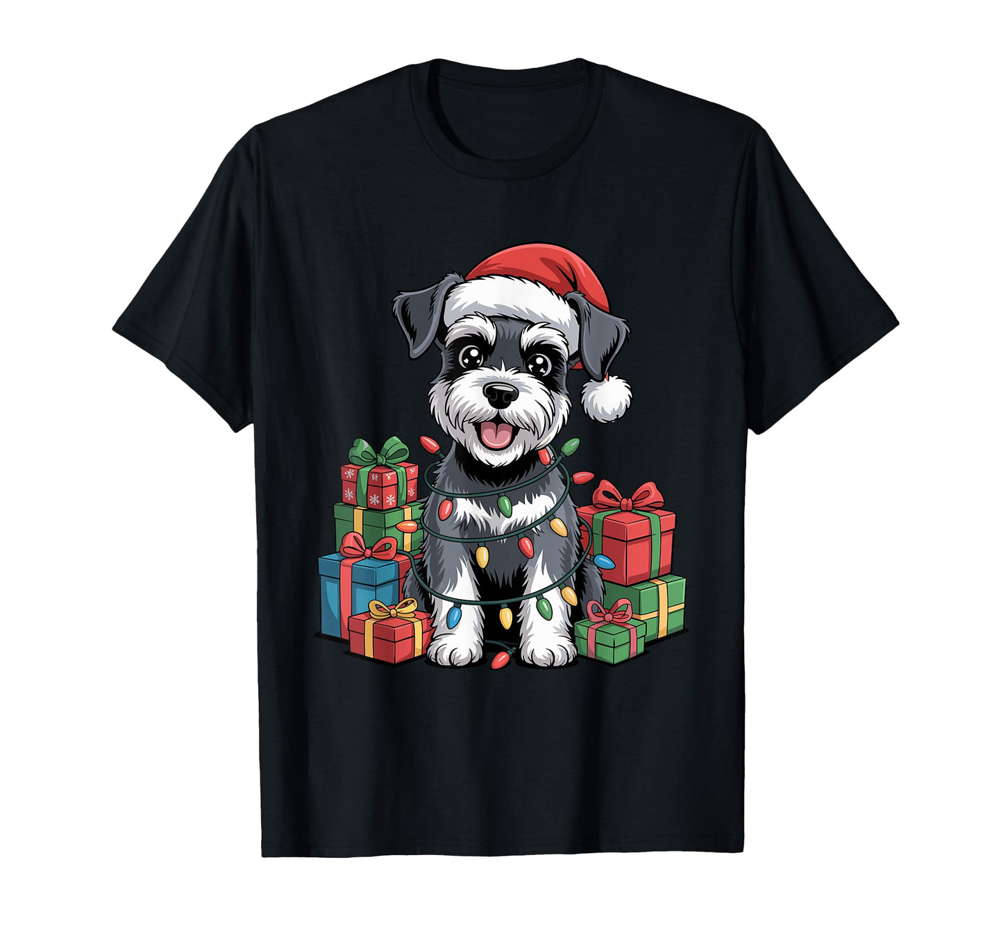 Cute Miniature Schnauzer Christmas Funny Dog Lover Holiday T-Shirt