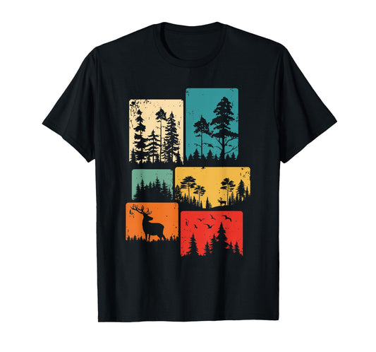 Trees Wildlife Nature Outdoor Vintage Forest T-Shirt