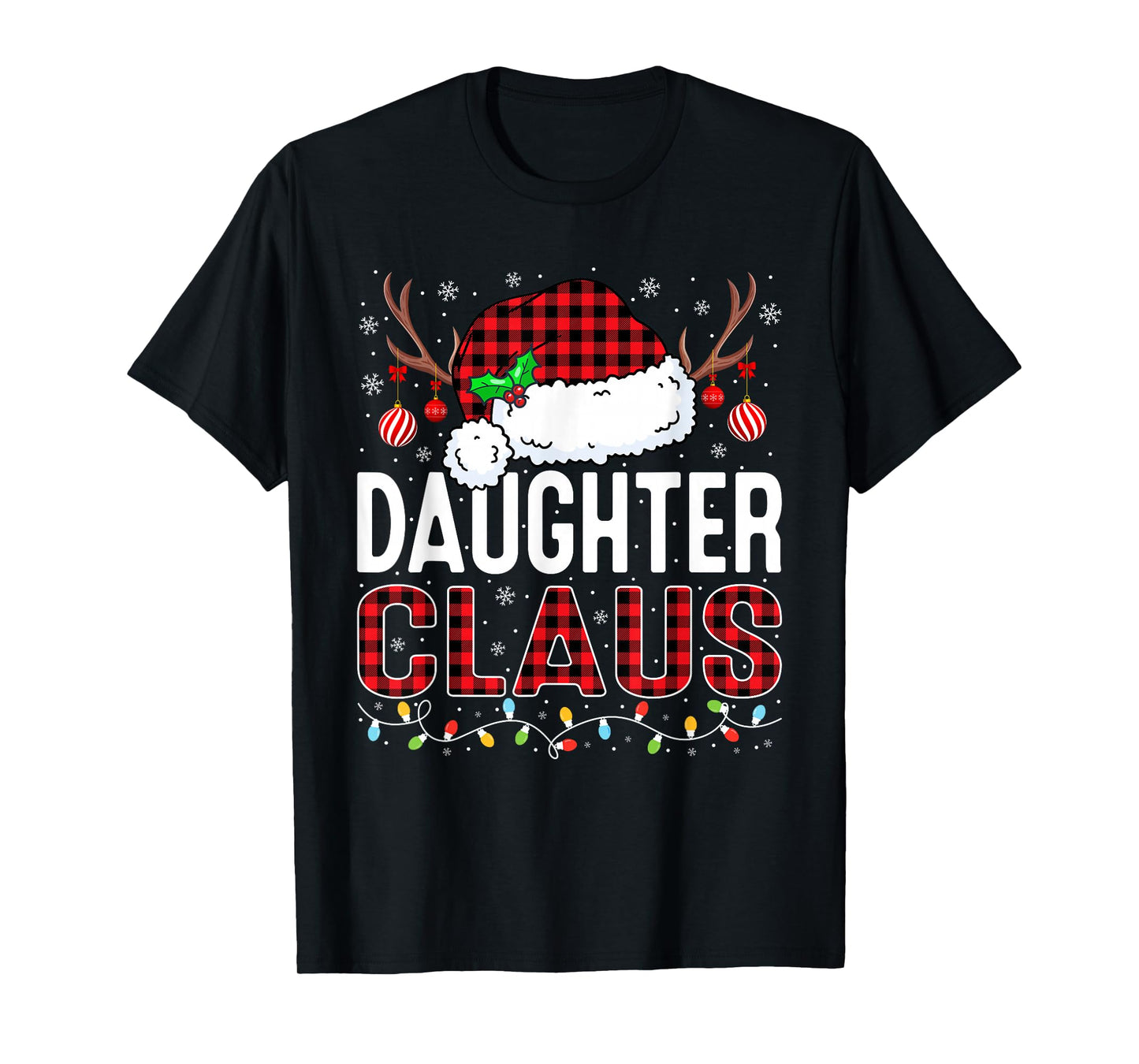 Christmas Lights Daughter Claus Family Matching Xmas Pajama T-Shirt