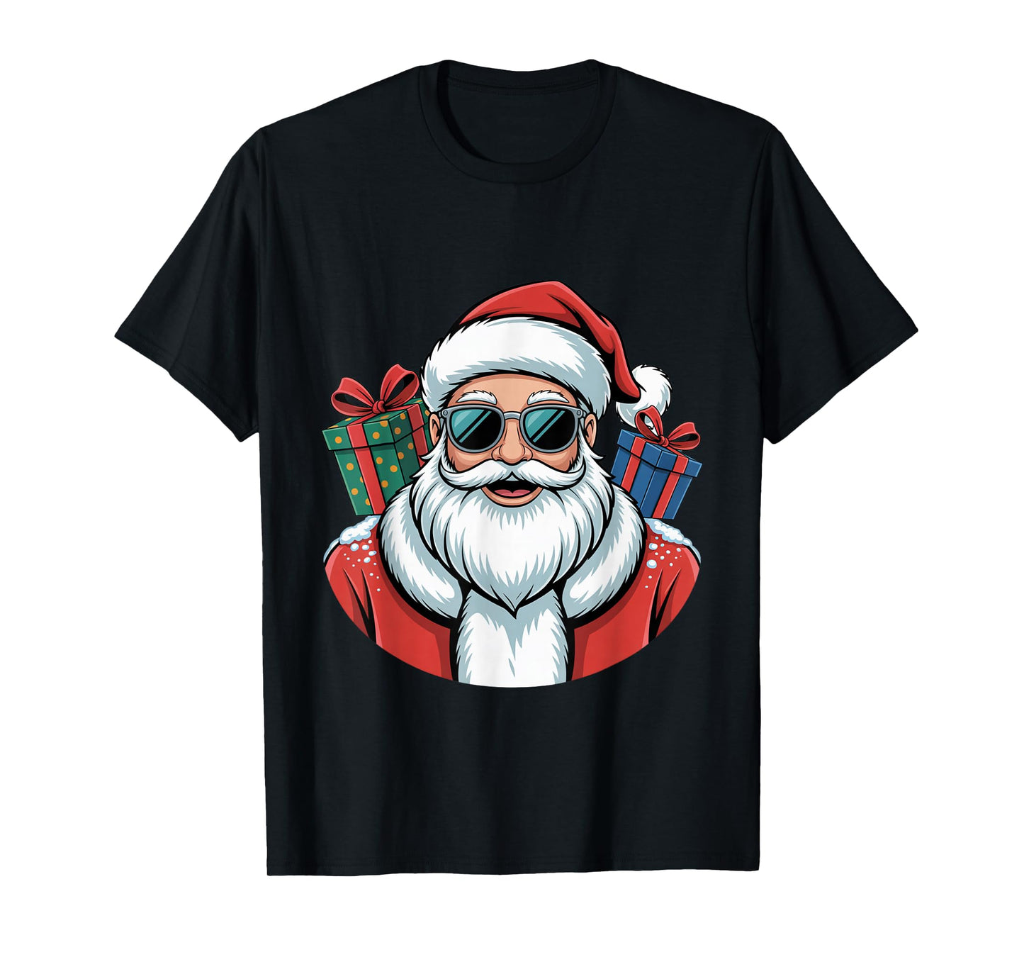Cool Santa with Shades and Gifts Christmas Vibe T-Shirt
