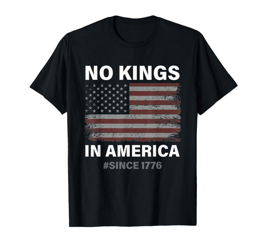 No Kings in America Since 1776 Vintage USA Flag No Kings T-Shirt