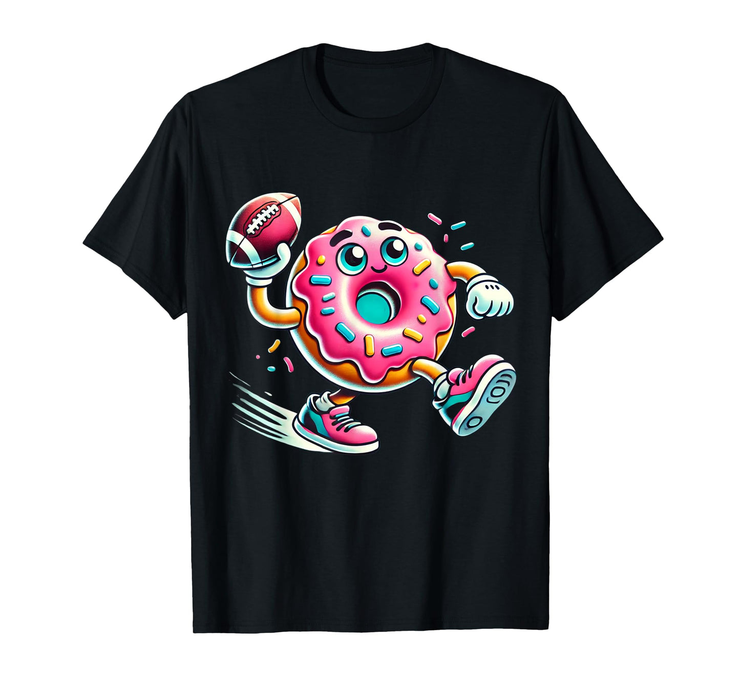 Funny Donut Playing Football Food Champ Sports Donut T-Shirt