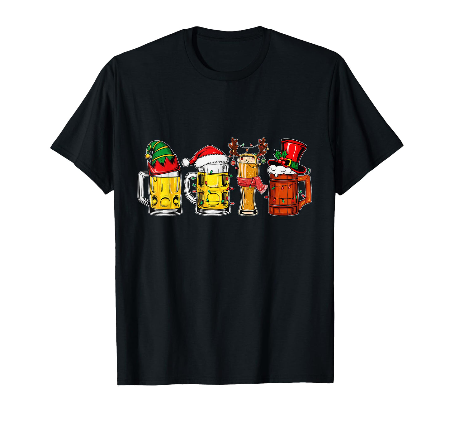 Funny Drinking Christmas Santa Beer Christmas Lights T-Shirt