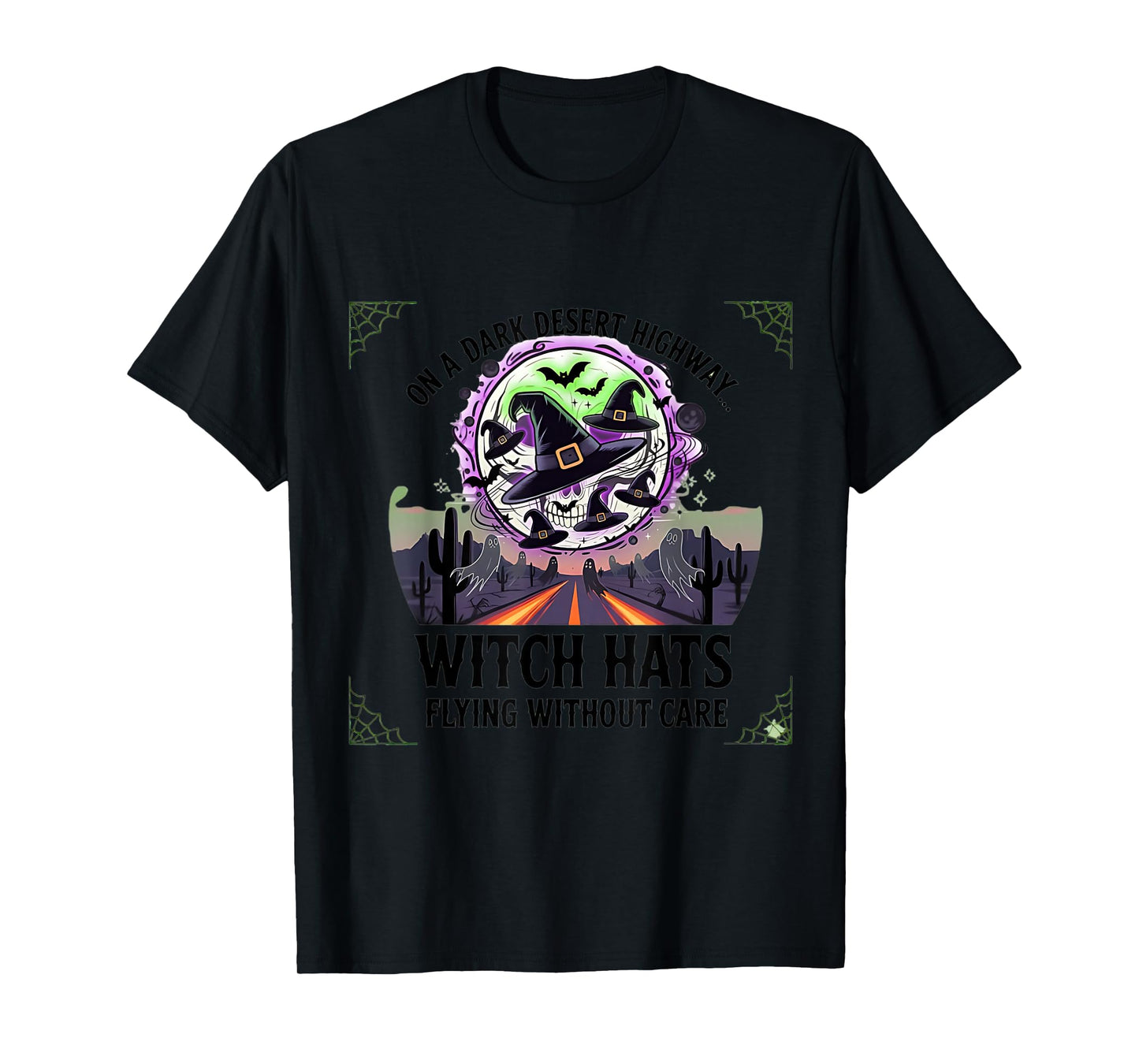 On a Dark Desert Highway, Witch Hats Flying Halloween Women T-Shirt