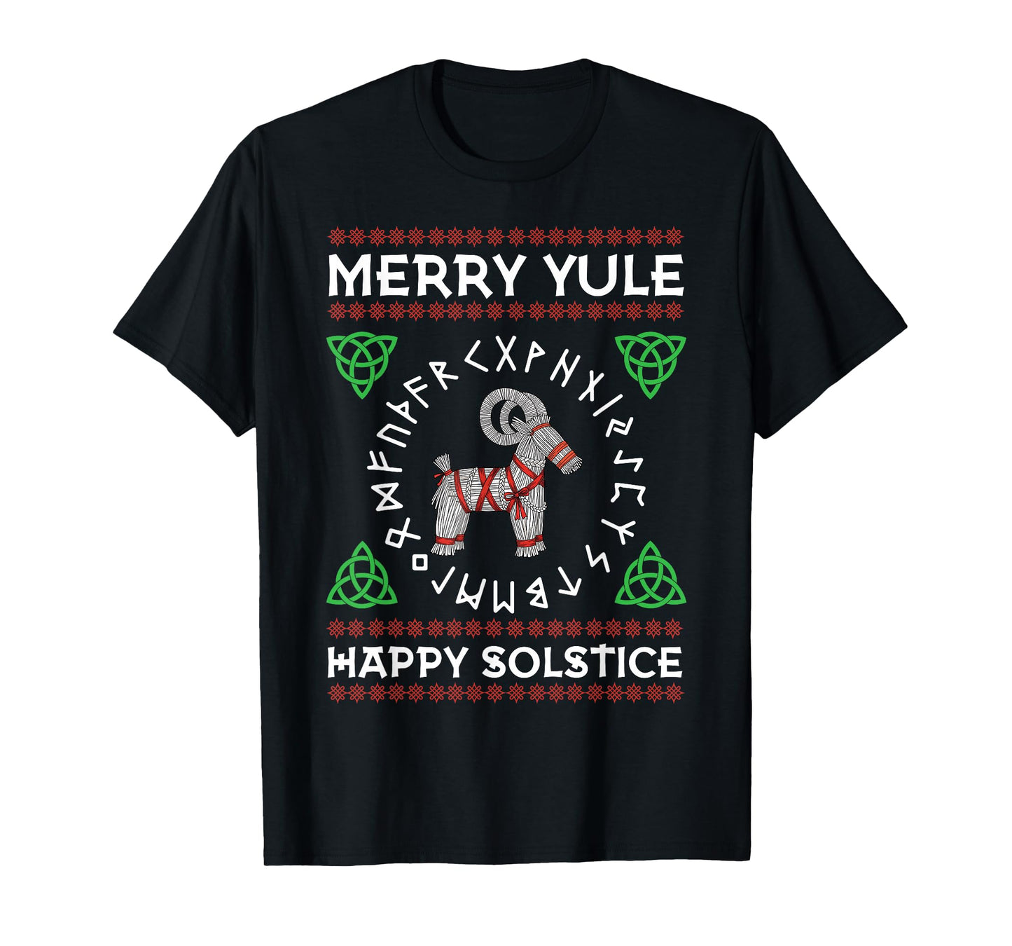 Merry Yule Happy Solstice Goat Wiccan Christmas Yuletide T-Shirt