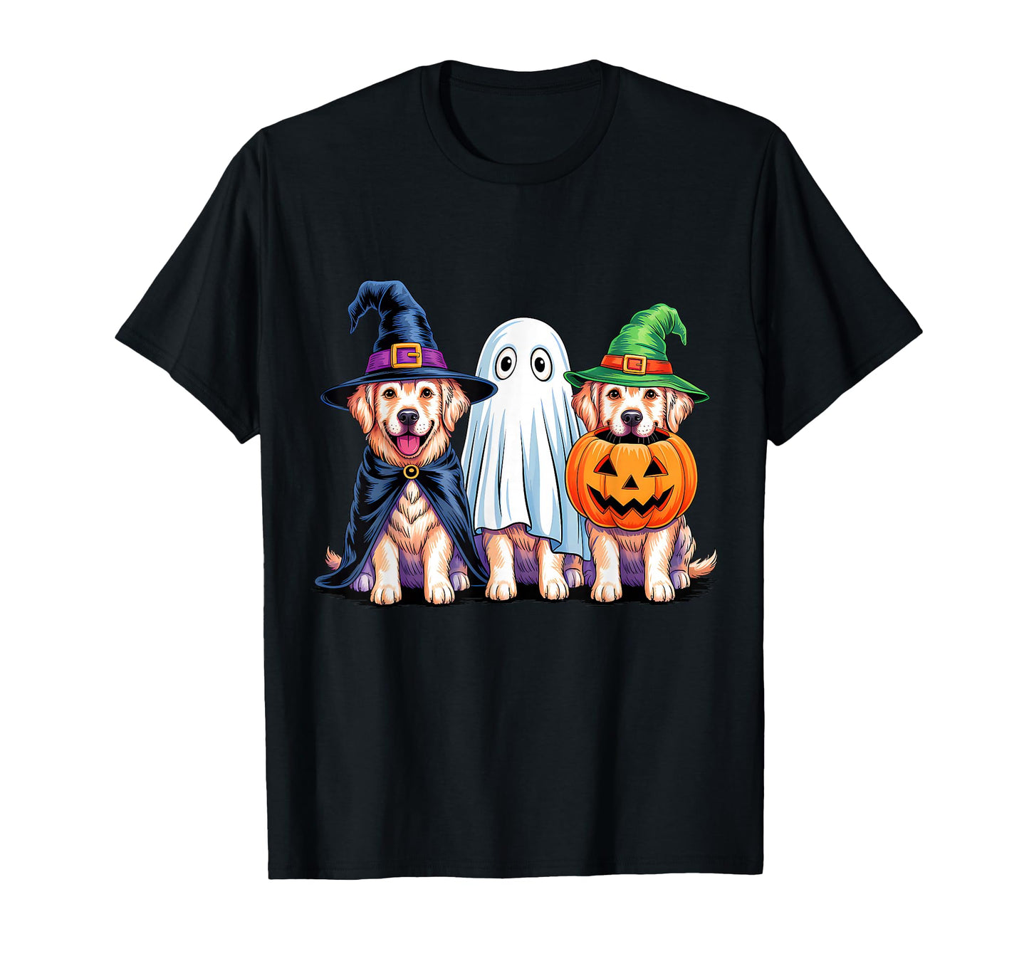 Golden Retriever Halloween Funny Dog Lover Pumpkin Witch T-Shirt
