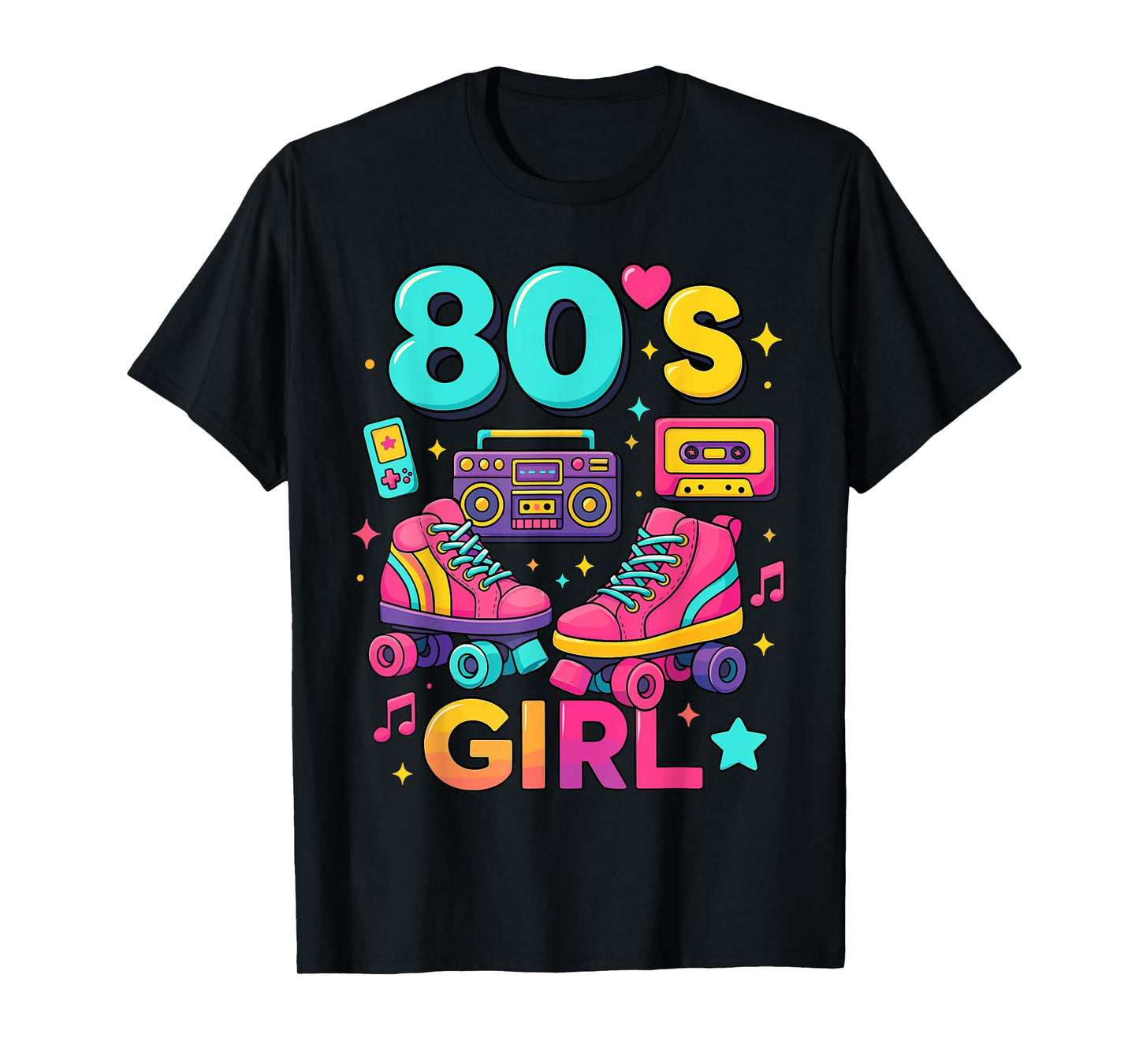Retro 80s Outfit for Kids Girls, Vintage 80s Girl Halloween T-Shirt