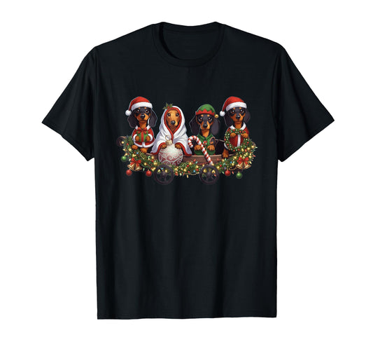 Dachshund Dog Santa Xmas Wiener Matching Family T-Shirt
