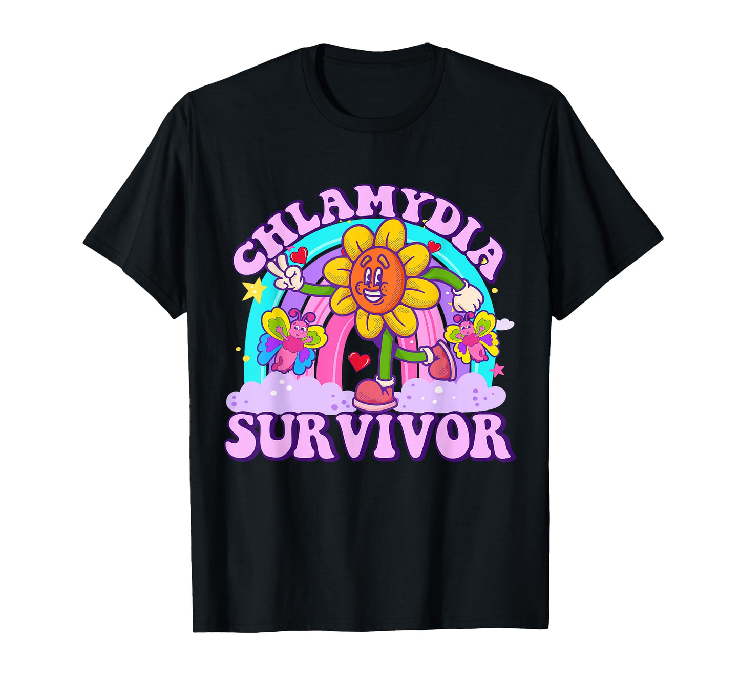 Chlamydia Survivor Funny Sarcastic Ironic Y2K Inappropriate T-Shirt
