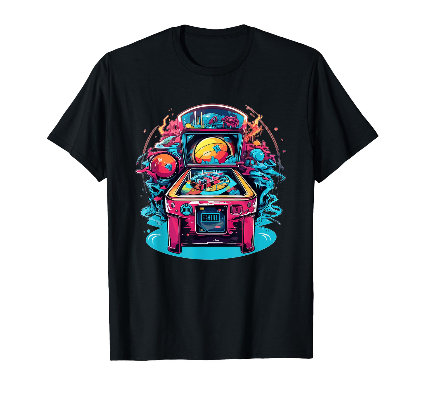 Vibrant Cosmic Pinball Machine Adventure T-Shirt