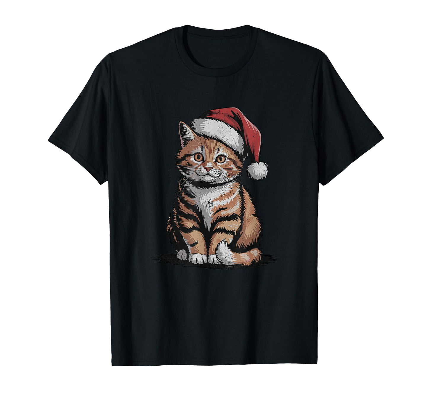 Cat Santa Hat Christmas Animal Pet Lovers Vintage Holiday T-Shirt
