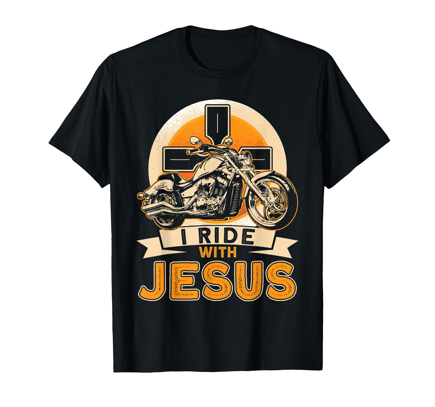 Christian Motorcycle Biker I Ride With Jesus Faith T-Shirt