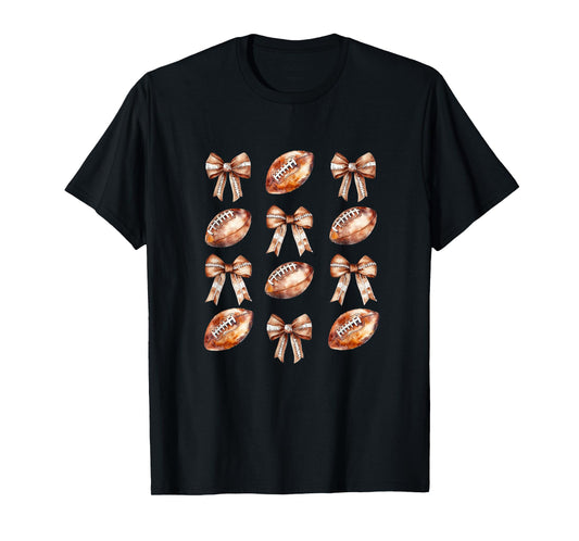 Cheerleader Football Mom Coquette Bow Game Day Women Girls T-Shirt