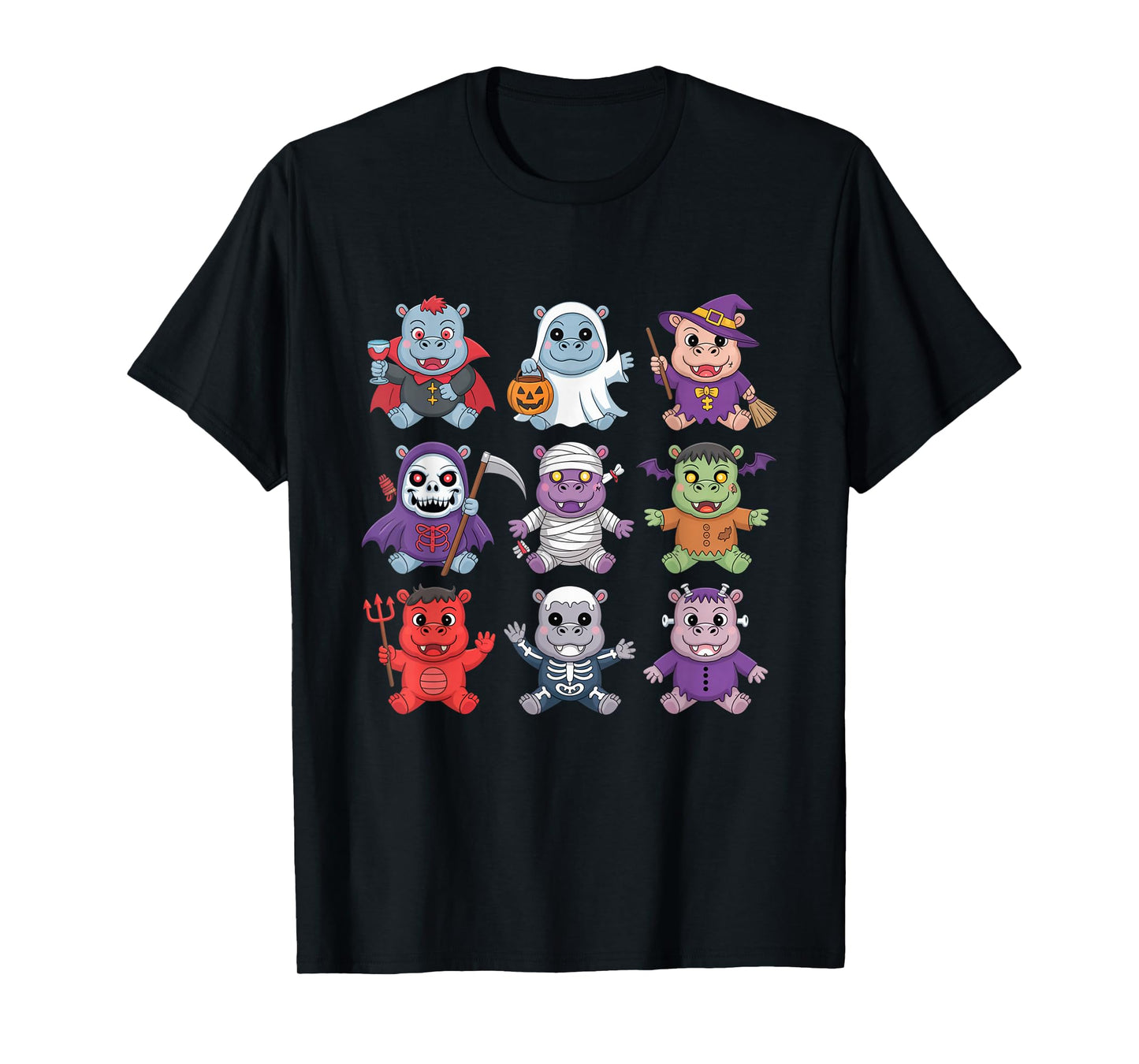 Hippo Ghost Witch Zombie Mummy Halloween Costume T-Shirt